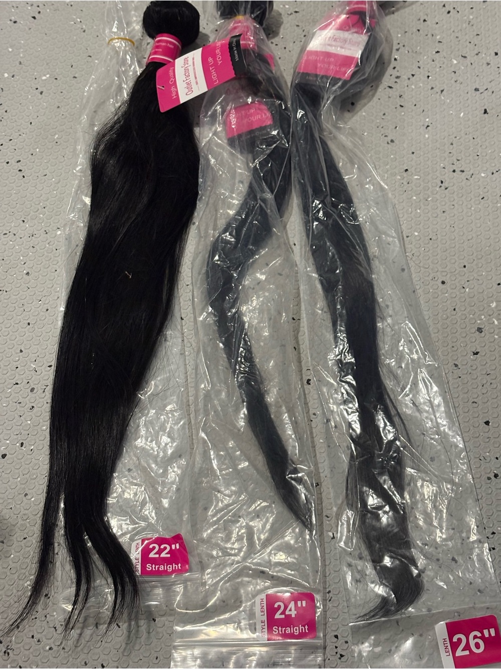 Unbranded Black Straight Human Hair Extensions - 22", 24", 26"